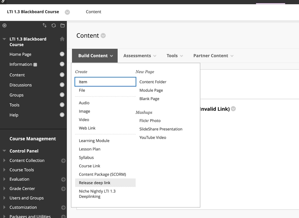 How do I connect Niche Academy to Blackboard?